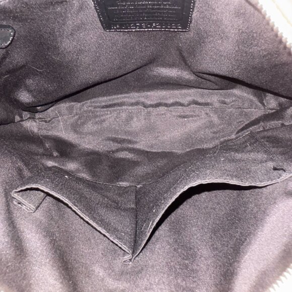 Vintage Coach Peyton Black Patent-Leather Shoulder Bag Tan Leather Trim - Picture 5 of 12